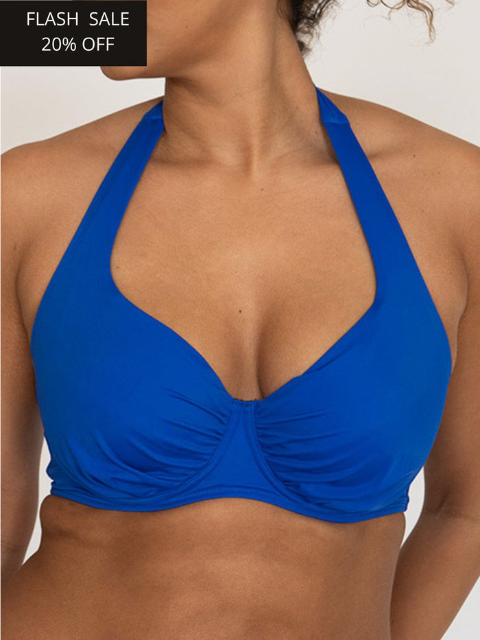 Signature DD+ Halter Neck Bikini Top Santorini Blue
