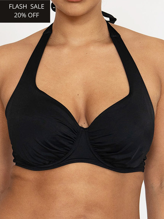 Signature DD+ Halter Neck Bikini Top Black