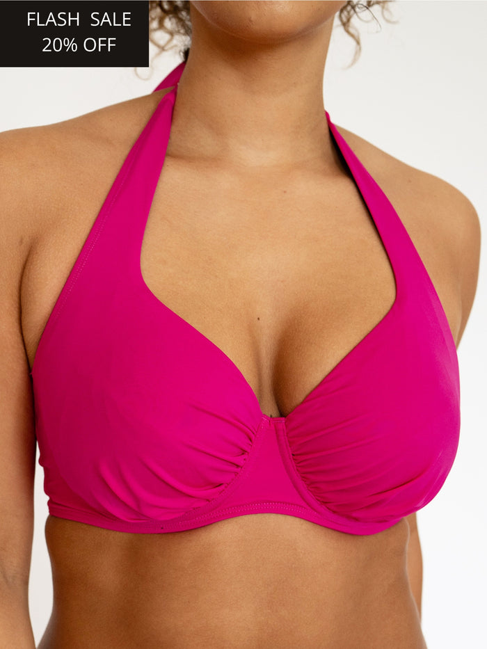 Signature DD+ Halter Neck Bikini Top Pink