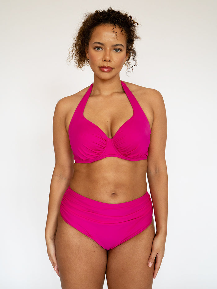 SECRET SUPPORT DD+ Halter Neck Bikini Top Hot Pink