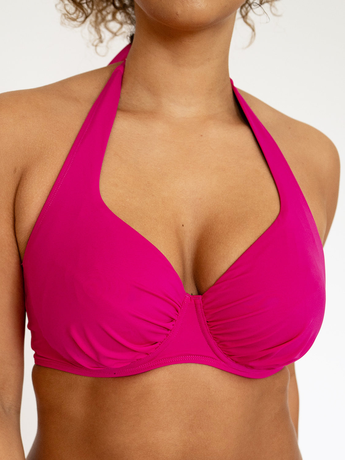 SECRET SUPPORT DD Halter Neck Bikini Top Hot Pink