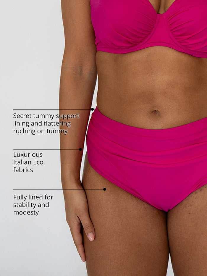 High Waisted Bikini Bottoms Hot Pink