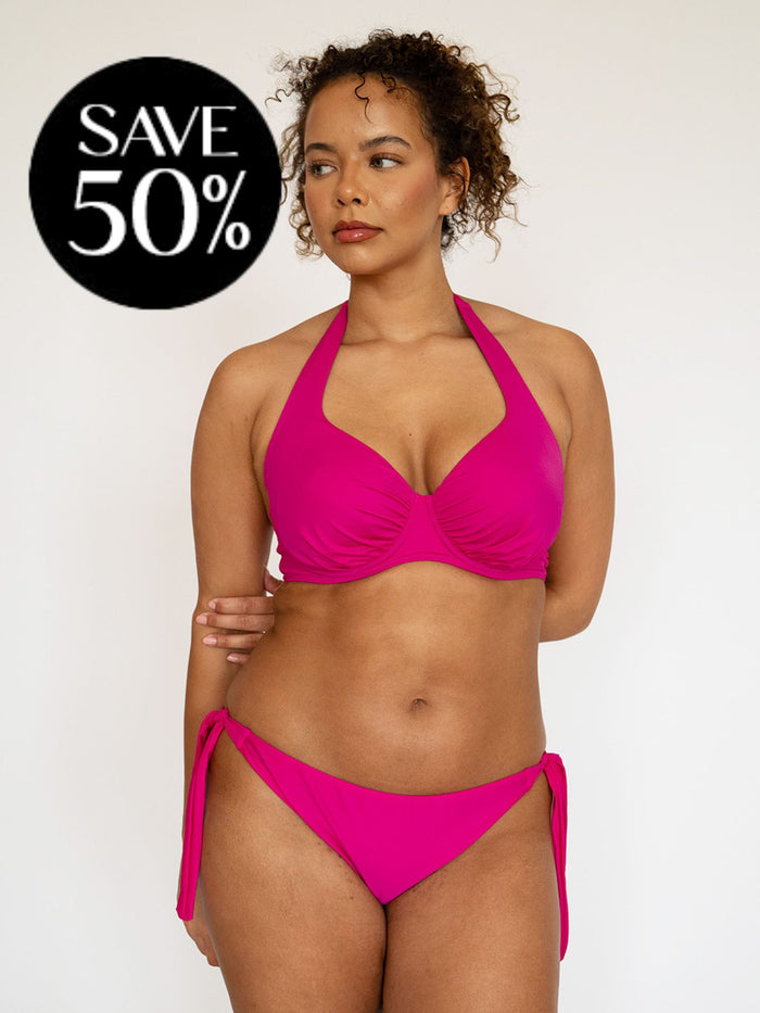 Tie Side Bikini Bottoms Hot Pink