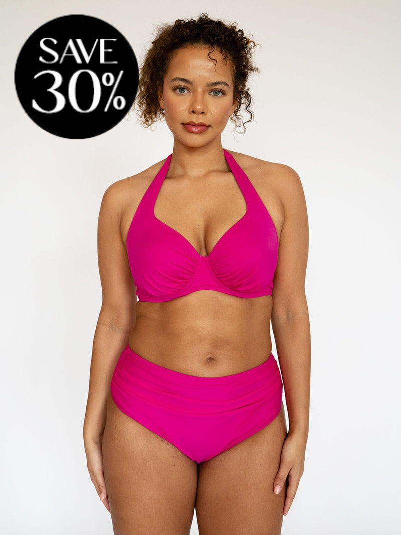 High Waisted Bikini Bottoms Hot Pink