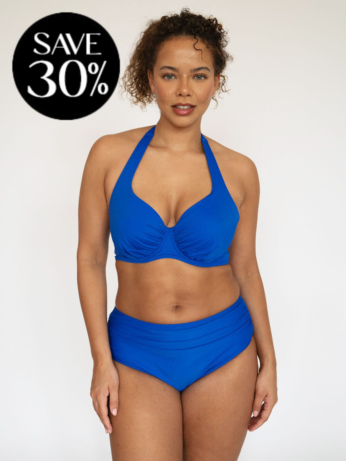 High Waisted Bikini Bottoms Santorini Blue